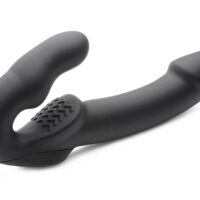 Evoke Rechargeable Vibrating Silicone Strapless Strap on - Black